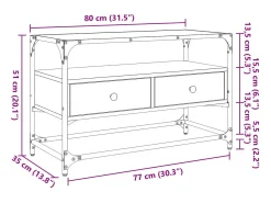 vidaxl Móvel De Tv*Móvel de TV c/ tampo vidro 80x35x51 cm derivados madeira Preto