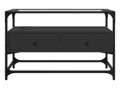 vidaxl Móvel De Tv*Móvel de TV c/ tampo vidro 80x35x51 cm derivados madeira Preto