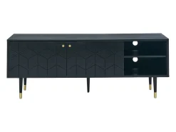 Best Móvel de TV com 2 portas e 2 nichos folha de carvalho preto e dourado - PARIOMA Móvel De Tv
