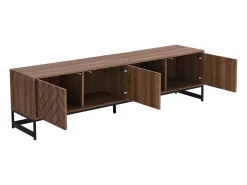 Outlet Móvel de TV com 3 portas e 2 nichos em MDF - Natural e preto - CARATANA Móvel De Tv