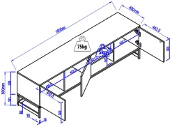 Outlet Móvel de TV com 3 portas e 2 nichos em MDF - Natural e preto - CARATANA Móvel De Tv