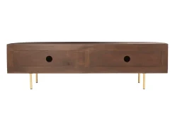 Móvel de TV com 2 portas em madeira de mangueira e metal natural e dourado - NEVILI*Maison Céphy Clearance