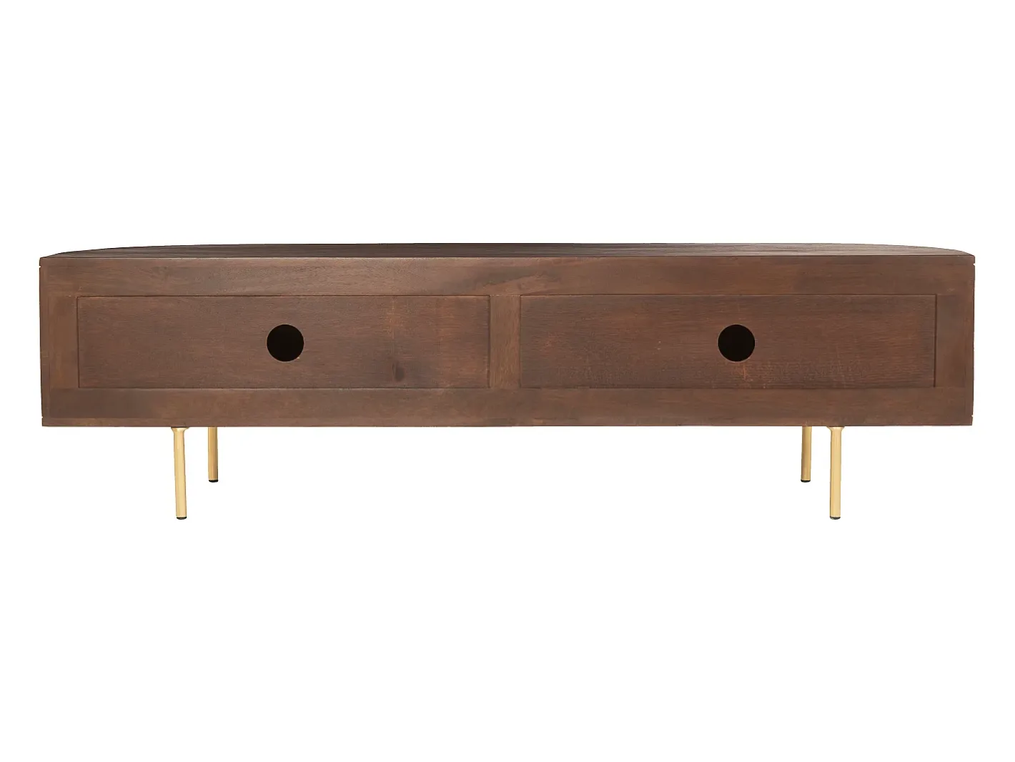 Móvel de TV com 2 portas em madeira de mangueira e metal natural e dourado - NEVILI*Maison Céphy Clearance