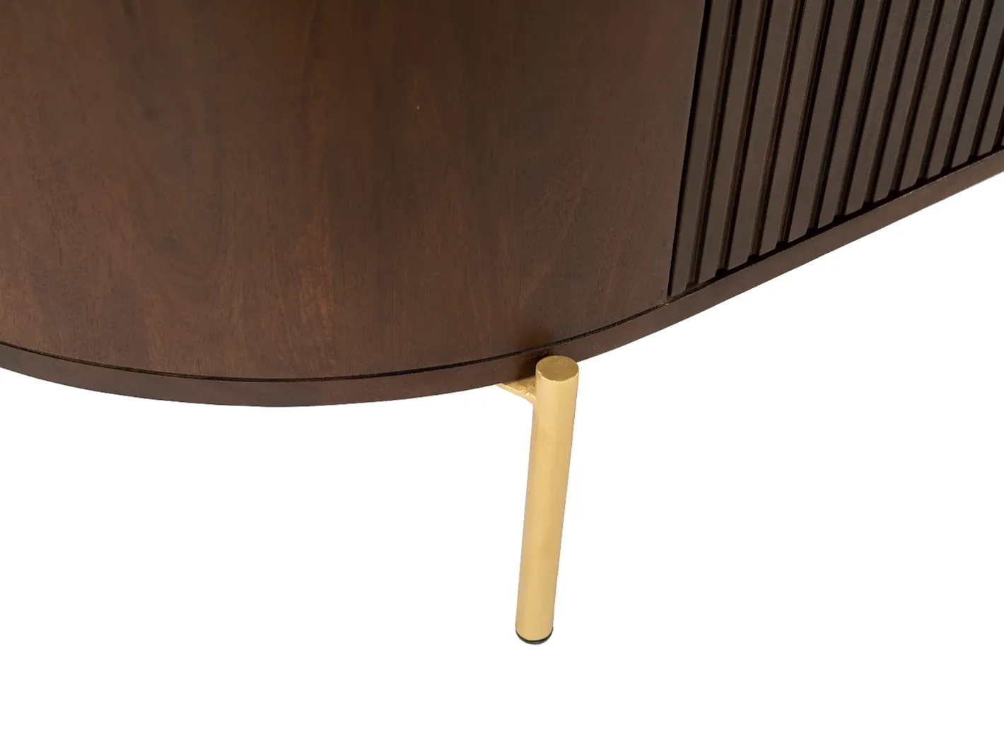 Móvel de TV com 2 portas em madeira de mangueira e metal natural e dourado - NEVILI*Maison Céphy Clearance