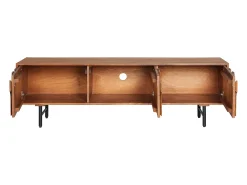 Maison Céphy Móvel De Tv*Móvel de TV com 3 portas em madeira de mangueira e metal preto, cor natural - MIZORAM Natural escuro / Natural claro