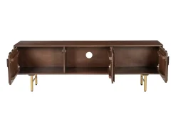 Maison Céphy Móvel De Tv*Móvel de TV com 3 portas em madeira de mangueira e metal dourado, - MIZORAM Natural escuro