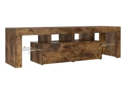 vidaxl Móvel De Tv*Móvel de TV com luzes LED 140x36,5x40 cm carvalho fumado Castanho