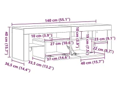 vidaxl Móvel De Tv*Móvel de TV com luzes LED 140x36,5x40 cm carvalho fumado Castanho