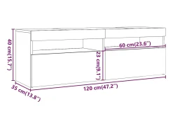 vidaxl Móvel De Tv*Móvel de TV com luzes LED 120x35x40 cm cimento Cinzento