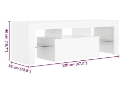 vidaxl Móvel De Tv*Móvel de TV com luzes LED 120x35x40 cm Branco