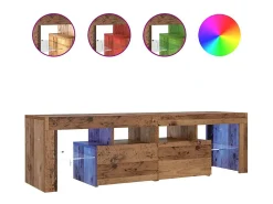 vidaxl Móvel De Tv*Móvel de TV com luzes LED derivados de madeira madeira velha Castanho
