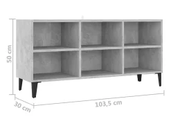 vidaxl Móvel De Tv*Móvel de TV com pernas em metal 103,5x30x50 cm cimento Cinzento