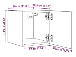 vidaxl Móvel De Tv*Móvel de TV de parede 4 pcs 30,5x30x30 cm cimento Cinzento