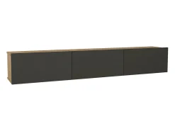 Móvel de TV de parede com 3 portas - Antracite e Natural Claro - VIKILA*Vente-unique Clearance
