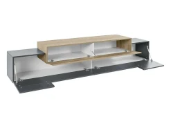 Hot Móvel de TV Dlamann, Aparador baixo de sala, base de móvel de TV, 100% Fabricado em Itália, 240x45h52 cm, Antracite e Bordo Móvel De Tv