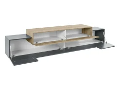Hot Móvel de TV Dlamann, Aparador baixo de sala, base de móvel de TV, 100% Fabricado em Itália, 240x45h52 cm, Antracite e Bordo Móvel De Tv