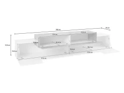 Dmora Móvel De Tv*Móvel de TV Dlamann, Aparador baixo de sala, base de móvel de TV, 100% Fabricado em Itália, 240x45h52 cm, Branco brilhante e Bordo Castanho / Branco