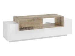 Best Móvel de TV Dlodrin, aparador baixo da sala, base de móvel de TV, 100% Fabricado na Itália, 160x45h51 cm, Branco brilhante e Bordo Móvel De Tv