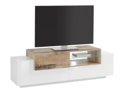 Best Móvel de TV Dlodrin, aparador baixo da sala, base de móvel de TV, 100% Fabricado na Itália, 160x45h51 cm, Branco brilhante e Bordo Móvel De Tv