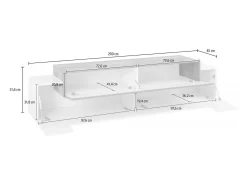 Dmora Móvel De Tv*Móvel de TV Dmirand, Aparador baixo de sala, base de móvel de TV, 100% Fabricado na Itália, 200x45h52 cm, Branco brilhante e ardósia Cinzento / Branco