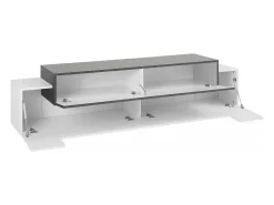 Dmora Móvel De Tv*Móvel de TV Dmirand, Aparador baixo de sala, base de móvel de TV, 100% Fabricado na Itália, 200x45h52 cm, Branco brilhante e ardósia Cinzento / Branco