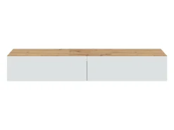 Discount Móvel de TV Dmussi, móvel de TV de 2 portas, móvel de sala suspenso, 180x35h28 cm, Knot Oak e Branco Brilhante Móvel De Tv