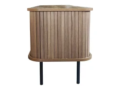 Concept-Usine Móvel De Tv*Móvel de TV em madeira canelada 140 cm com portas de correr - Moderno e funcional Castanho
