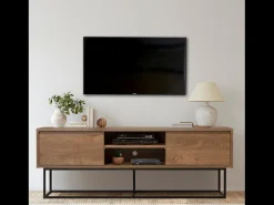Concept-Usine Móvel De Tv*Móvel de TV em Madeira e Preto com Arrumação HAYE Design Industrial Moderno Castanho