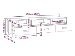 vidaxl Móvel De Tv*Móvel de TV HAMAR 158x40x40 cm pinho maciço cinza-escuro Cinzento