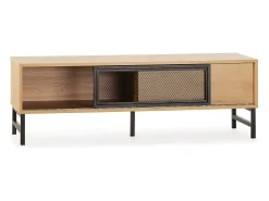 Móvel de TV Isis 2 Portas Cor Carvalho e Metal Preto, 120 cm^VS Venta-stock Clearance