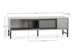 Móvel de TV Isis 2 Portas Cor Carvalho e Metal Preto, 120 cm^VS Venta-stock Clearance