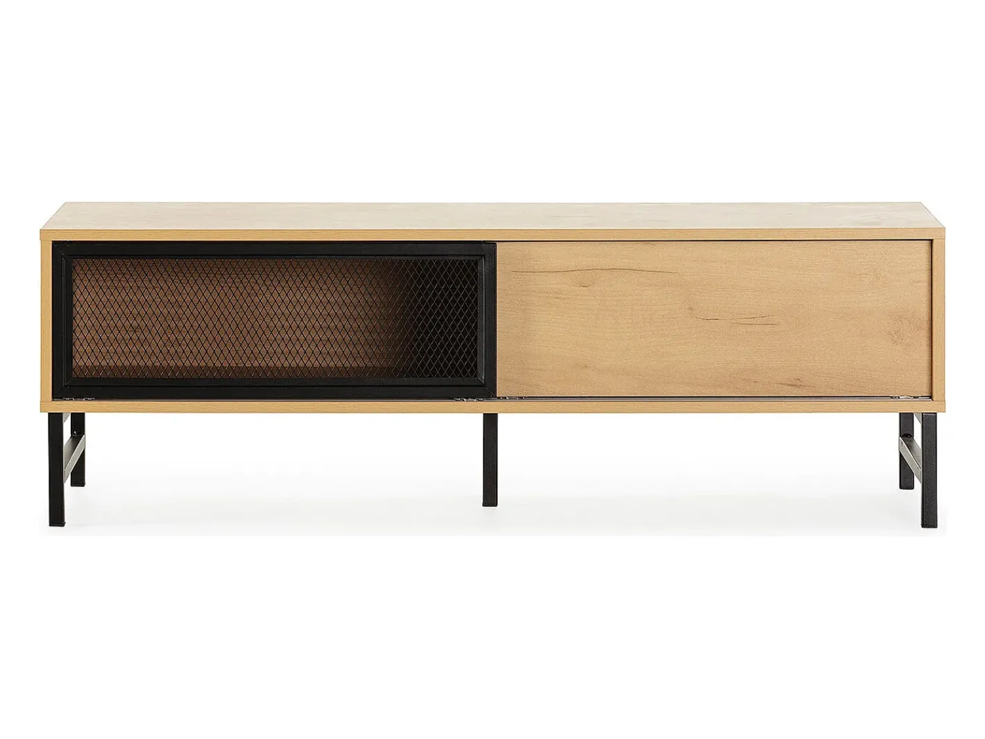 Móvel de TV Isis 2 Portas Cor Carvalho e Metal Preto, 120 cm^VS Venta-stock Clearance