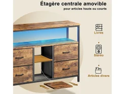 Móvel de TV LED com 4 gavetas, aparador de TV retrô de 108x30x78 cm, gaveta cor pele de tigre^ Discount