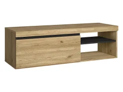 Skraut Home Móvel De Tv*Móvel de TV modelo NATURALE cor Carvalho e Preto, 120x40x41cm Natural claro