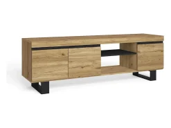 Skraut Home Móvel De Tv*Móvel de TV modelo NATURALE cor Carvalho e Preto, 160x40x53cm Natural claro