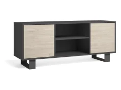 Móvel de TV modelo WIND, cor Cinza Antracite e carvalho, 137x40x57cm*Skraut Home Discount