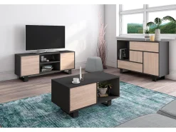 Móvel de TV modelo WIND, cor Cinza Antracite e carvalho, 137x40x57cm*Skraut Home Discount