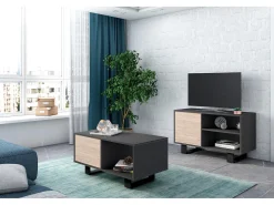 Clearance Móvel de TV modelo WIND, cor Cinza Antracite e Carvalho, 95x40x57cm Móvel De Tv