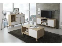 Móvel de TV modelo WIND, cor Carvalho e Branco, 95x40x57cm^Skraut Home Best