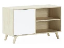Móvel de TV modelo WIND, cor Carvalho e Branco, 95x40x57cm^Skraut Home Best