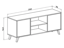 Móvel de TV modelo WIND, cor Cinza Antracite e carvalho, 137x40x57cm*Skraut Home Online