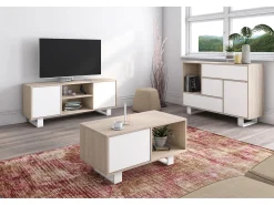 Móvel de TV modelo WIND, cor Carvalho e Branco, 95x40x57cm*Skraut Home Outlet