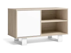 Móvel de TV modelo WIND, cor Carvalho e Branco, 95x40x57cm*Skraut Home Outlet