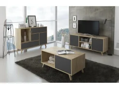 Best Móvel de TV modelo WIND, cor Carvalho e Cinzento antracite, 95x40x57cm Móvel De Tv