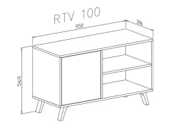 Best Móvel de TV modelo WIND, cor Carvalho e Cinzento antracite, 95x40x57cm Móvel De Tv
