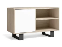 Clearance Móvel de TV modelo WIND, cor Carvalho e Branco, 95x40x57cm Móvel De Tv