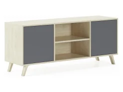 Skraut Home Móvel De Tv*Móvel de TV modelo WIND, cor Carvalho e Cinza Antracite, 137x40x57cm Natural claro