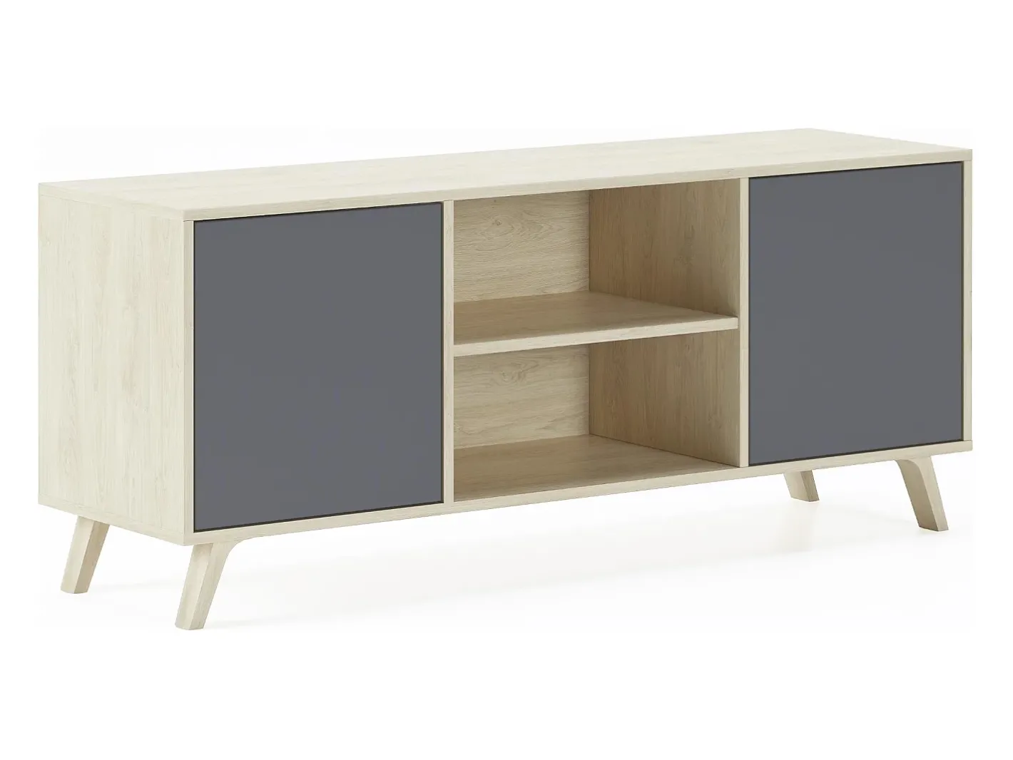 Skraut Home Móvel De Tv*Móvel de TV modelo WIND, cor Carvalho e Cinza Antracite, 137x40x57cm Natural claro