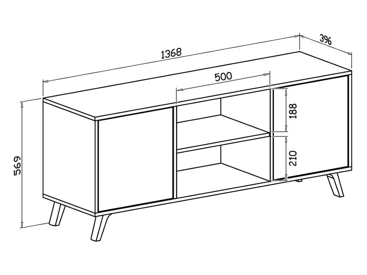 Skraut Home Móvel De Tv*Móvel de TV modelo WIND, cor Carvalho e Cinza Antracite, 137x40x57cm Natural claro
