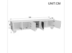 Best Móvel de TV moderno - 180 x 40 x 41,5 cm - com 4 portas + prateleira - design exclusivo - MDF + aglomerado - Móvel De Tv